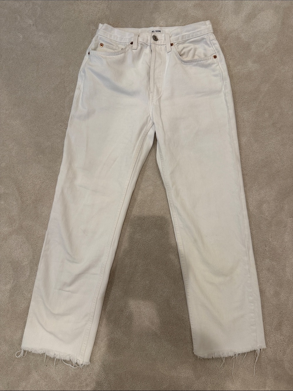 Re/Done Off-White 70s stove pipe Straight-Leg Chinos with Raw Hem
